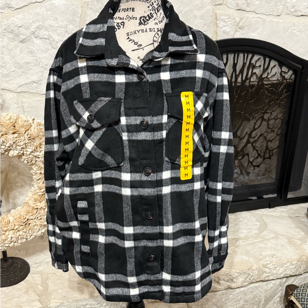 Member's Mark Women's Black & White Plaid Shacket